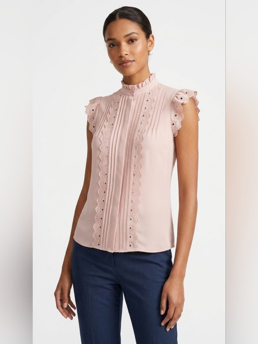 Ann Taylor Romantic Eyelet Blouse Size XS